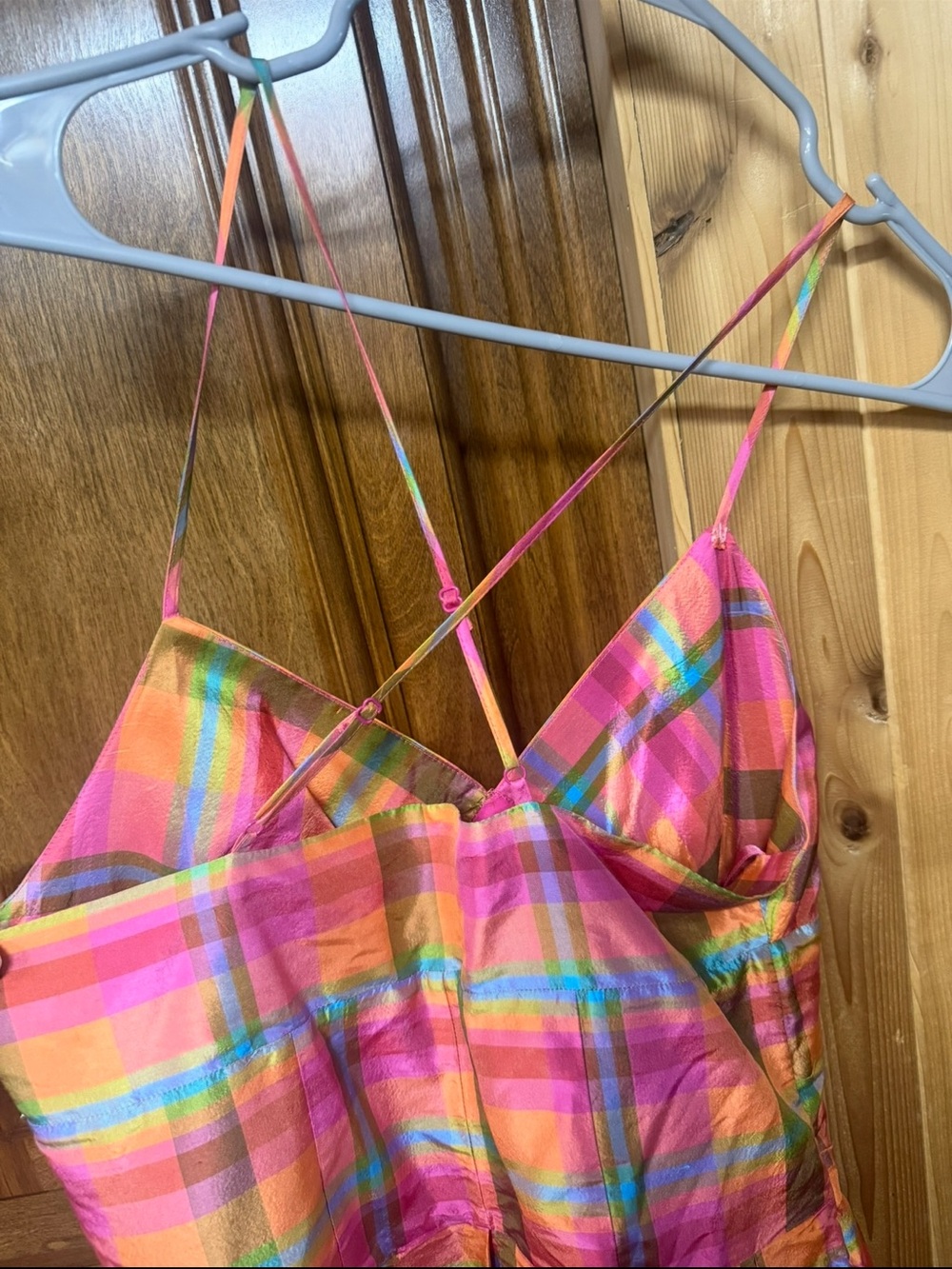 Isaac Mizrahi Pink and Green Plaid Midi Dress - Picture 6 of 6